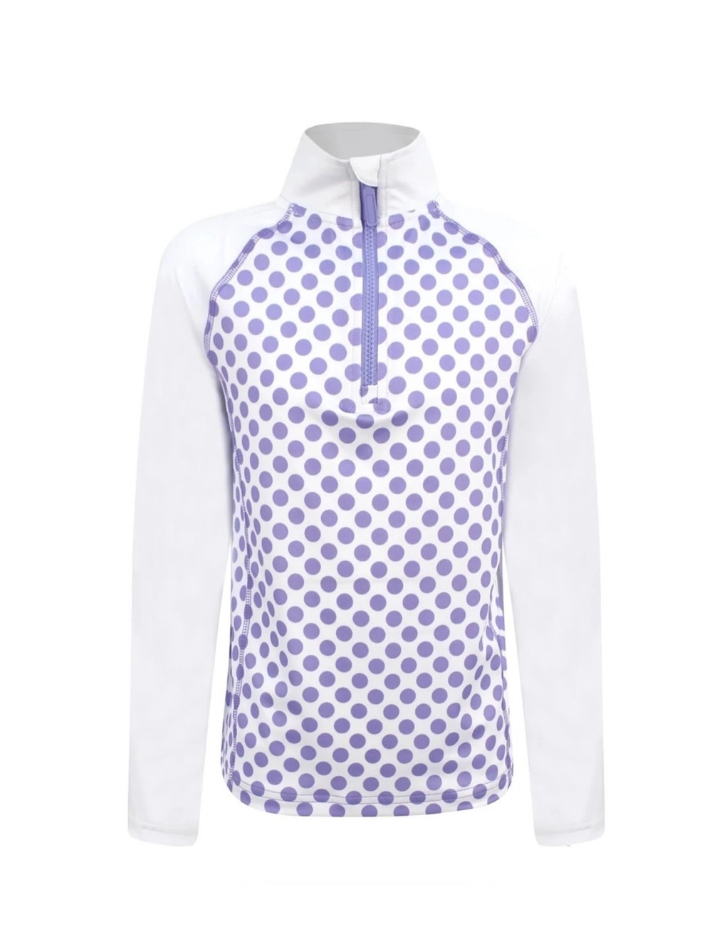 Little Miss Tennis Girls XS Quarter Zip Pullover Lavender Polka Dot NWT